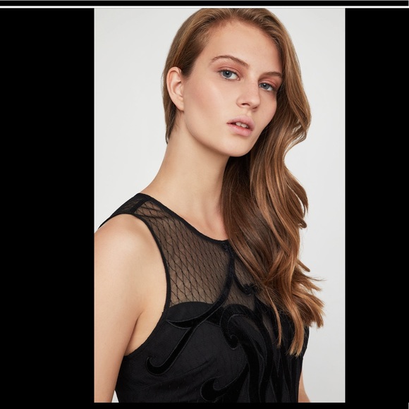 BCBGMAXAZRIA Black Velvet Appliqué Dress - Picture 3 of 7